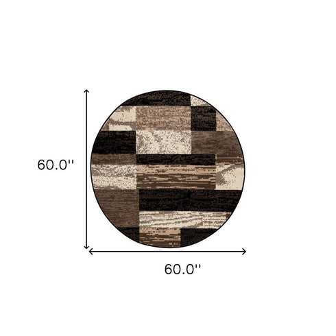 12' Black Brown And Beige Patchwork Runner Rug